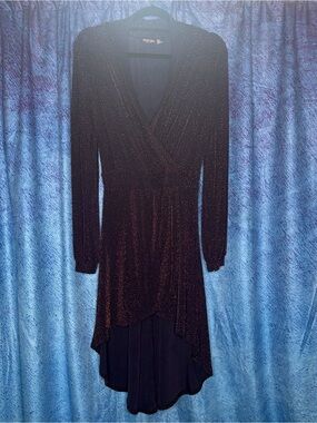 Nasty Gal Purple Metallic Sparkle Hi-Low Wrap Dress